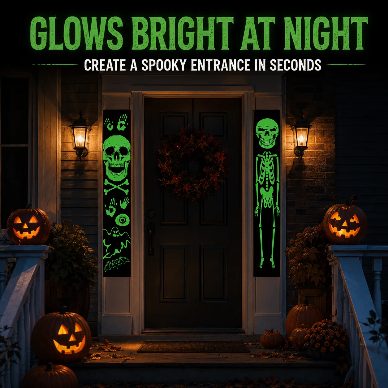 Halloween Skeleton Decoration - 2 stuks Halloween-banners die in het