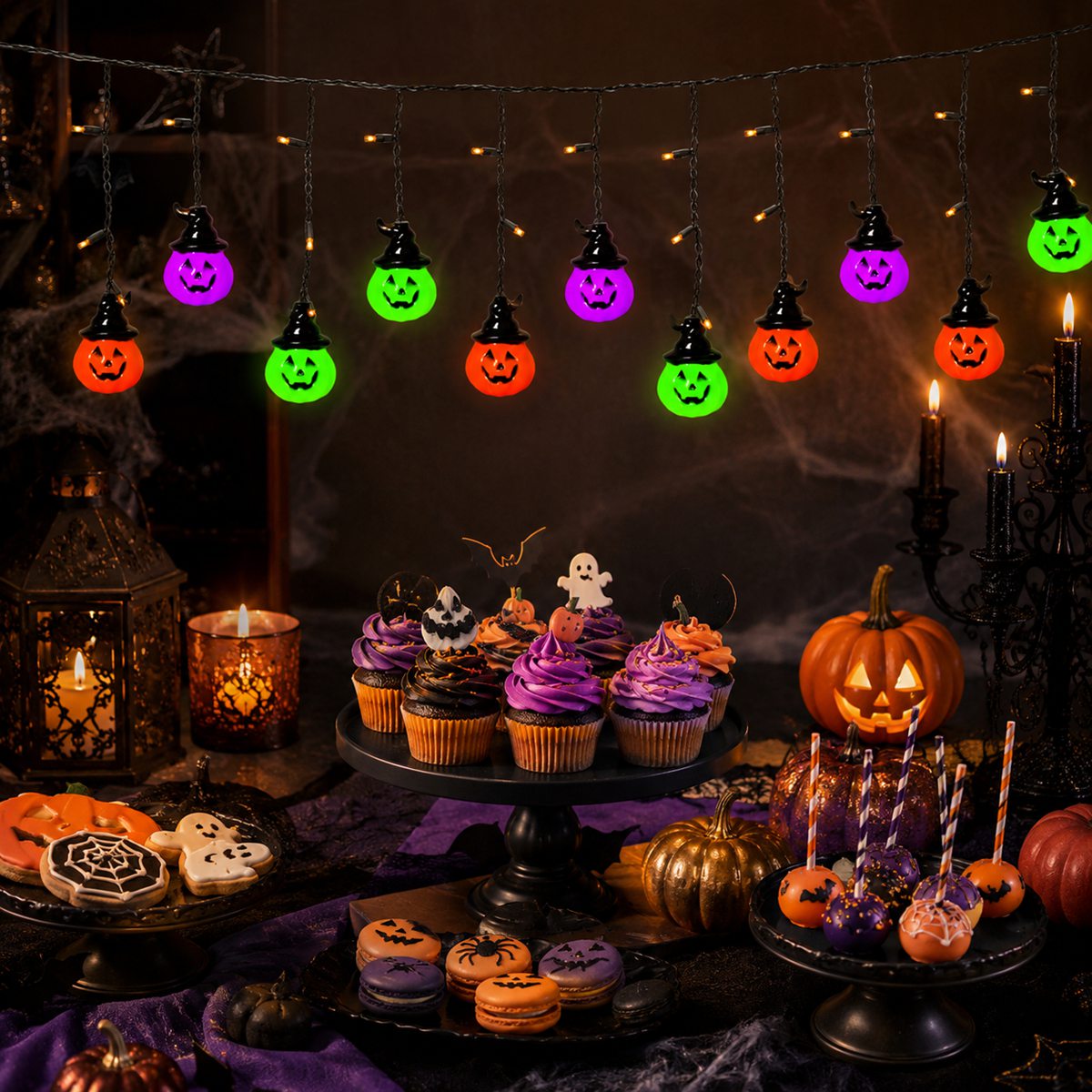 Halloween Led String Lights Orange - 1 stuk Halloween Horrible 10 Heksenhoed
