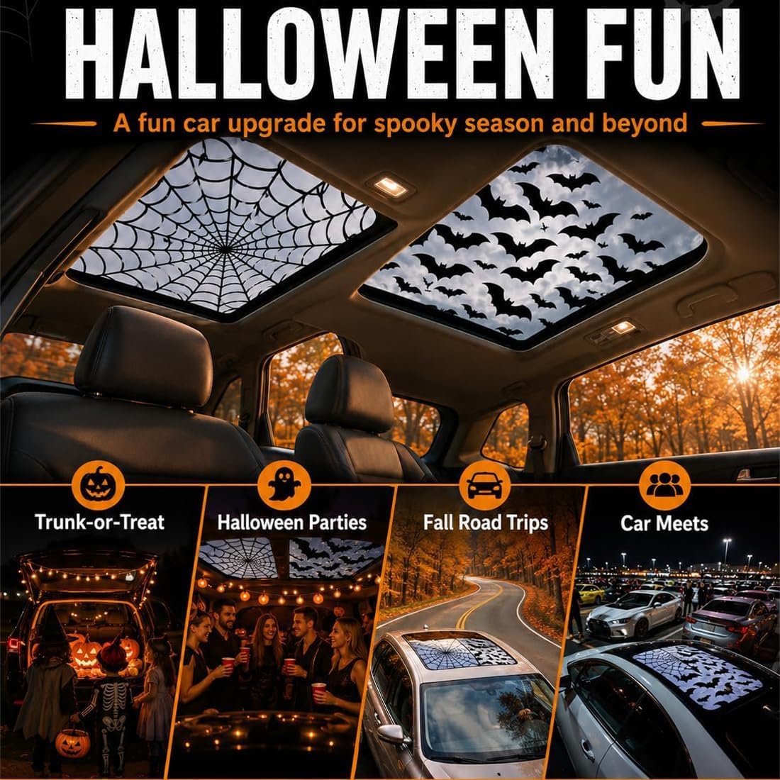 Autostickers voor het zonnedak - Spider Web Halloween Decoration recensie en prijs