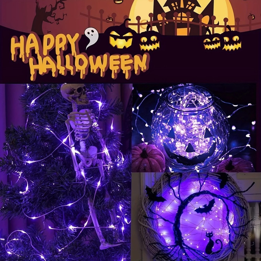 1PC 12M100LED Halloween Solar  - Halloween Led String Lights Orange recensie en prijs