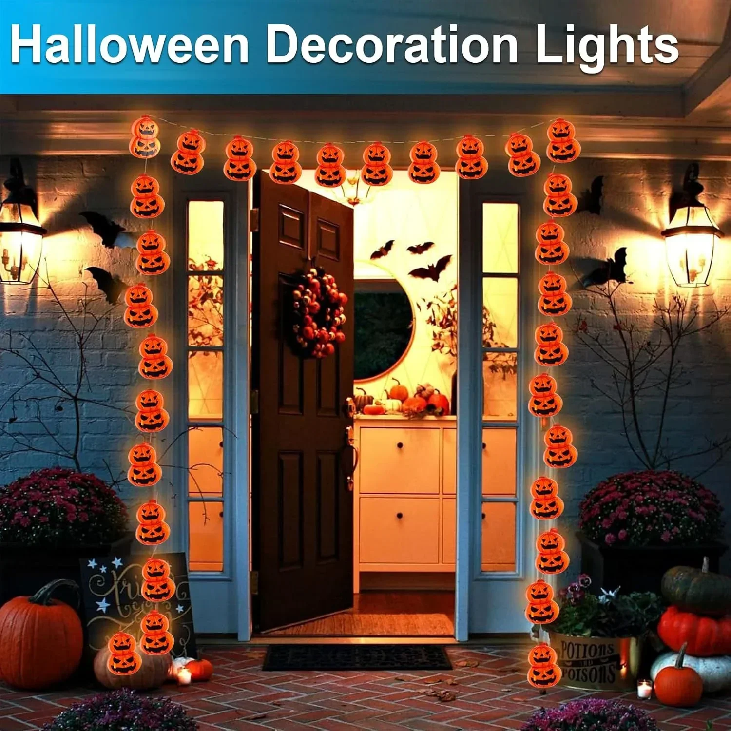 Jack O Lantern-lichtsnoer, op  - Halloween Led String Lights Orange recensie en prijs