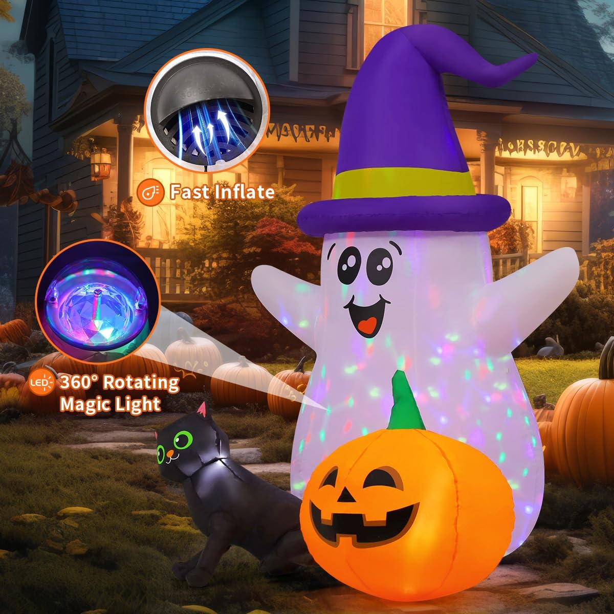 1,5 meter Halloween opblaasbar - Halloween Pumpkin Decor Led recensie en prijs