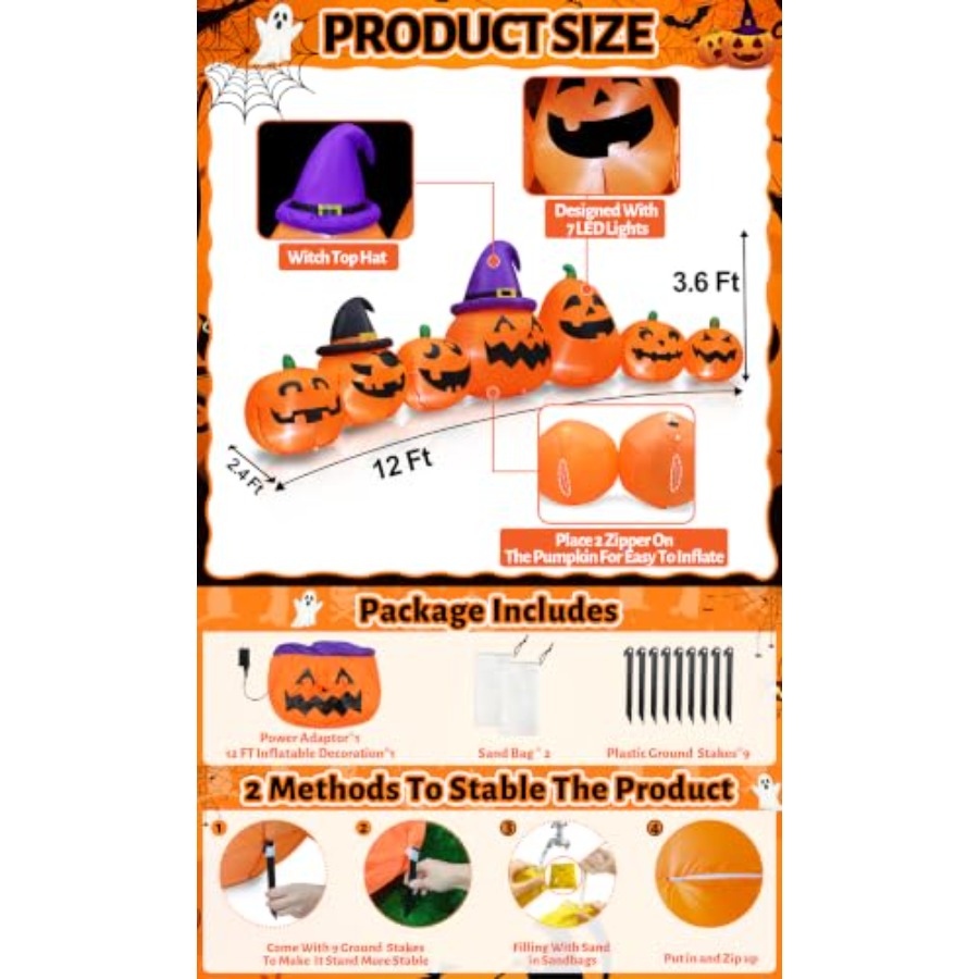 Opblaasbare Halloween-pompoen  - Halloween Pumpkin Decor Led recensie en prijs