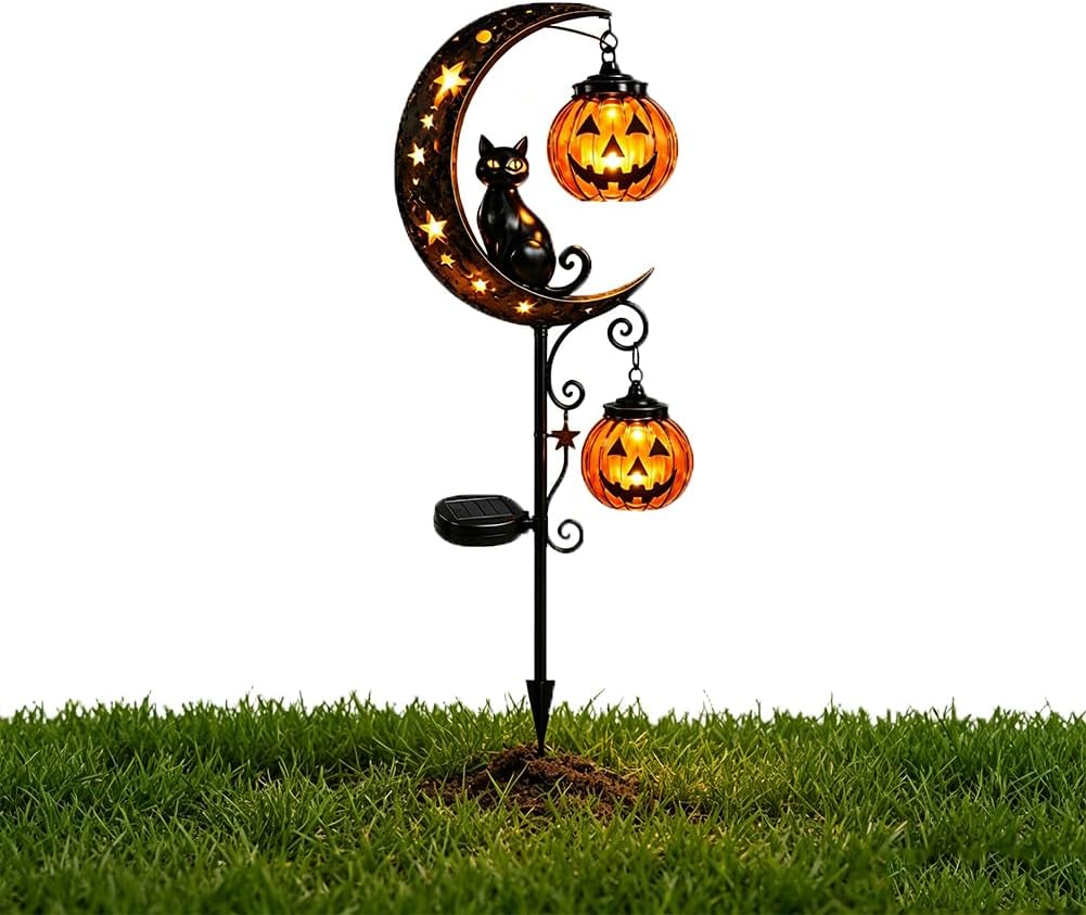 Solar Halloween Zwarte Kat Pom - Halloween Pumpkin Decor Led recensie en prijs