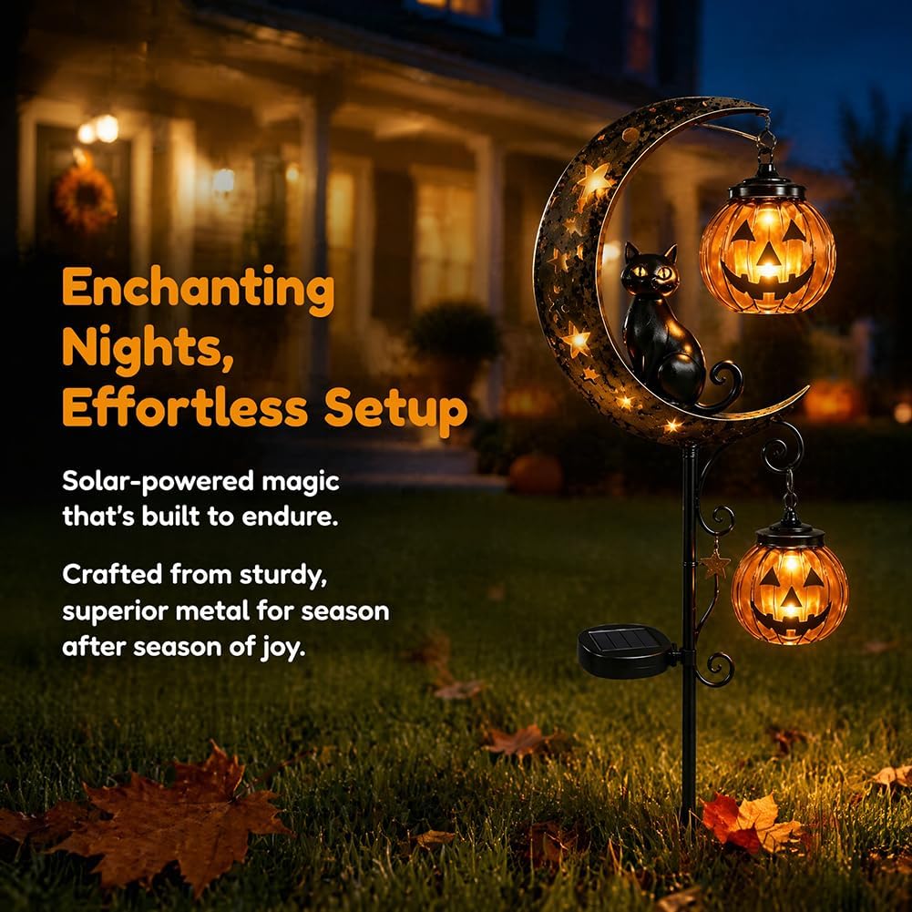 Solar Halloween Zwarte Kat Pom - Halloween Pumpkin Decor Led recensie en prijs